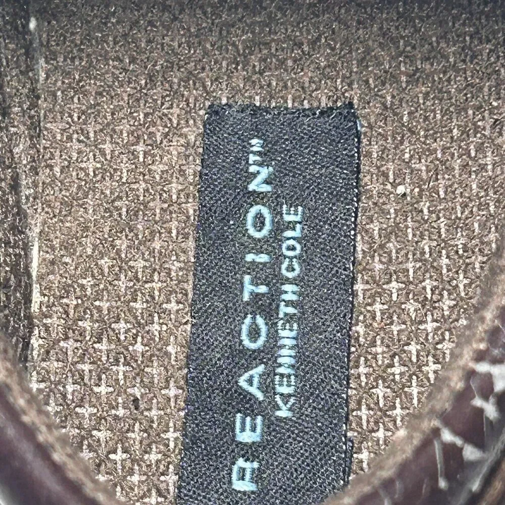 Kenneth Cole Reaction Boys Size 10 M Brown Leather Dress Boot Sneaker Shoes